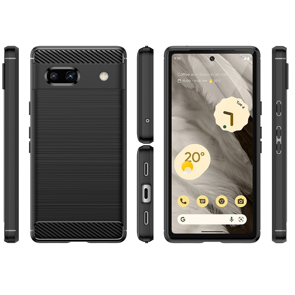 Husa telefon Carbon Silicone Google Pixel 7a Negru