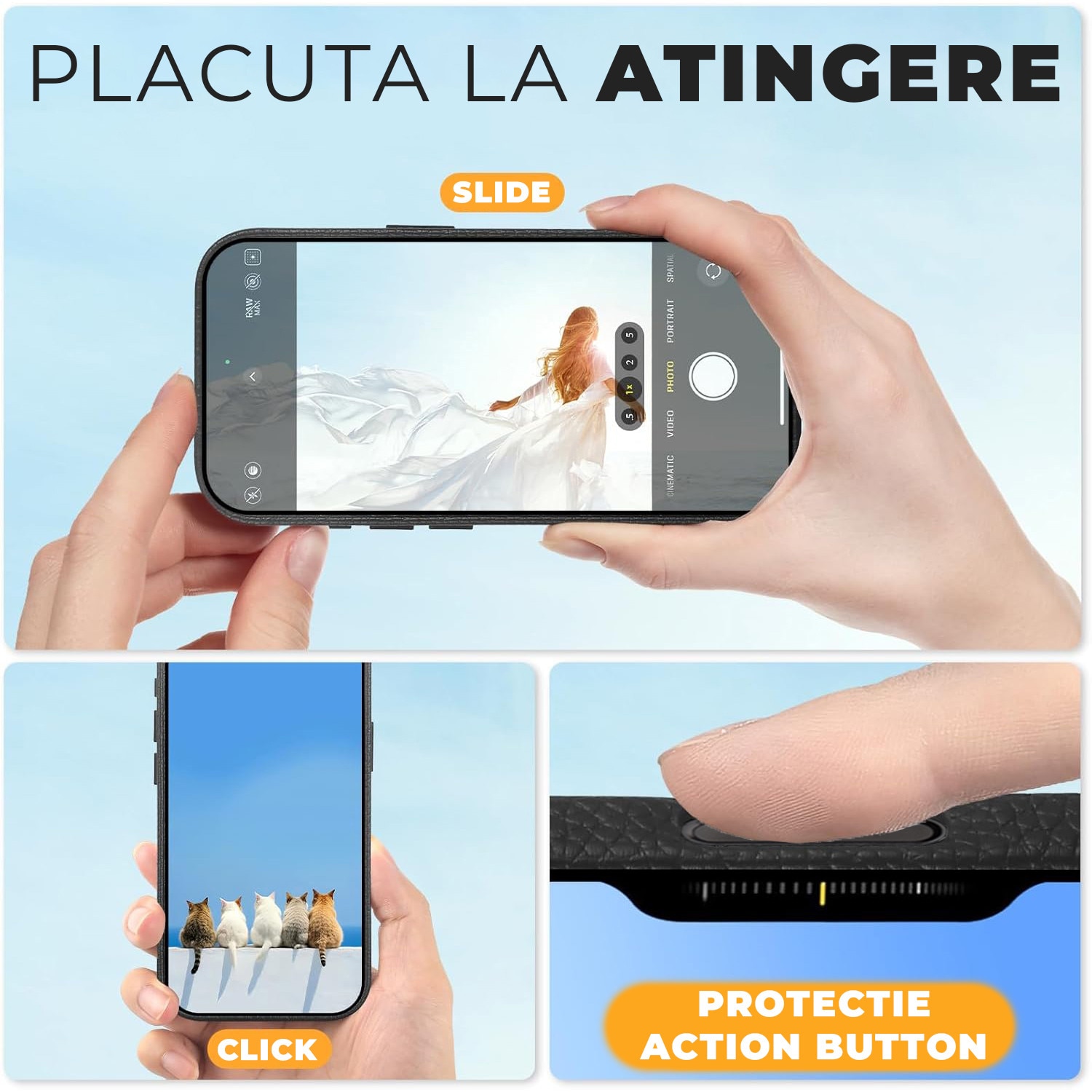 Husa Daden din piele naturală pentru iPhone 17 Pro, Magsafe, protecție Action Button, Mov, handmade