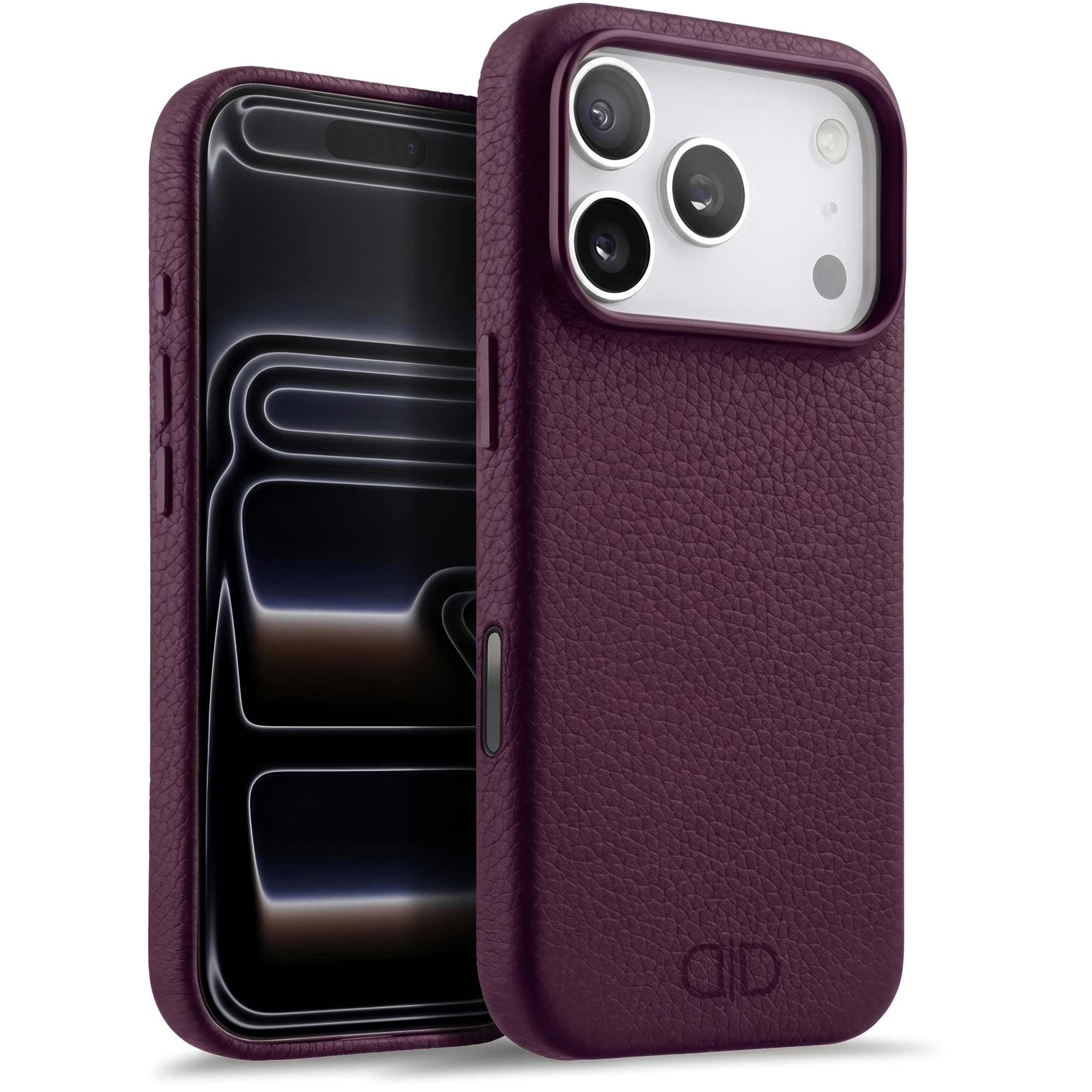 Husa Daden din piele naturală pentru iPhone 17 Pro, Magsafe, protecție Action Button, Mov, handmade