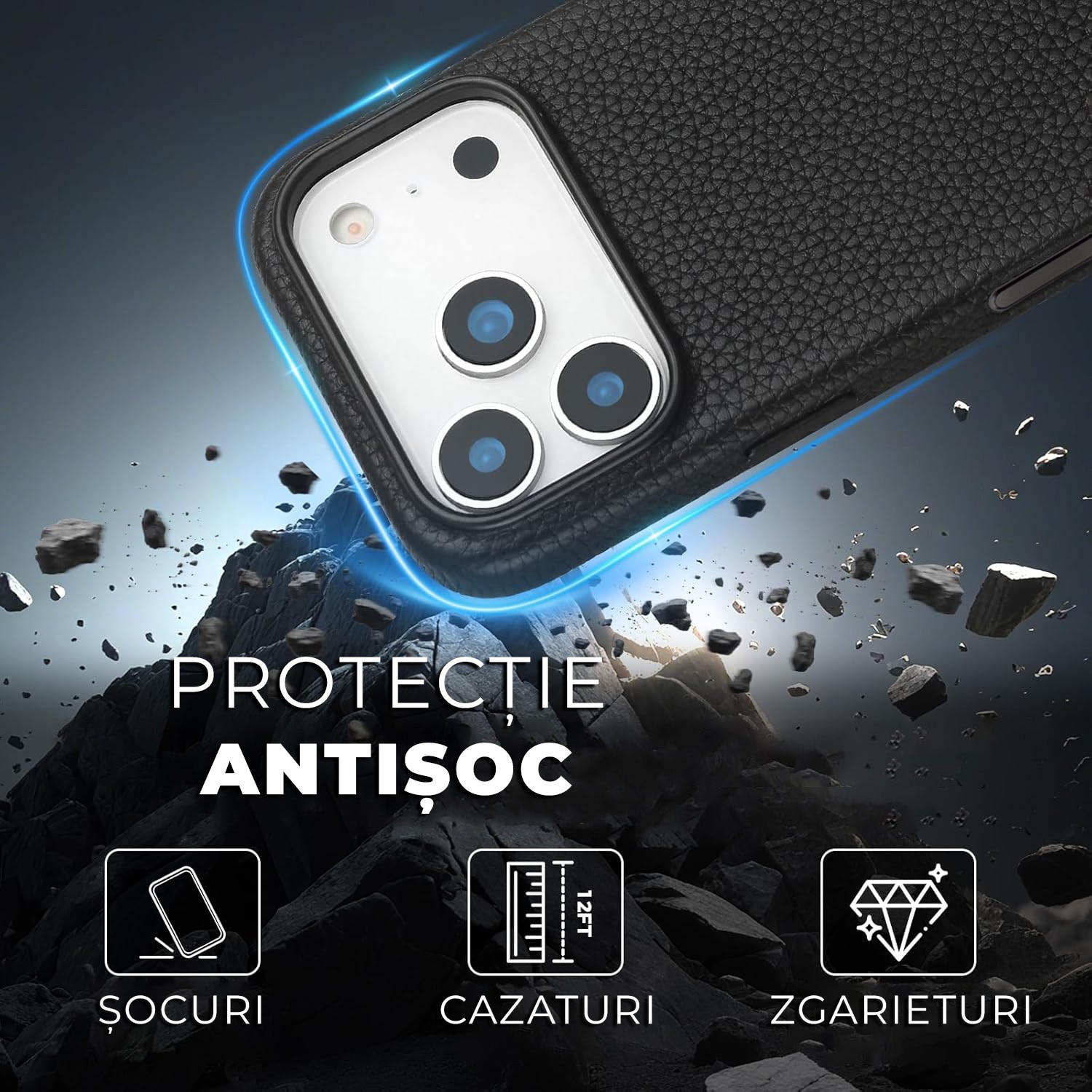 Husa Daden din piele naturală pentru iPhone 17 Pro, Magsafe, protecție Action Button, Mov, handmade