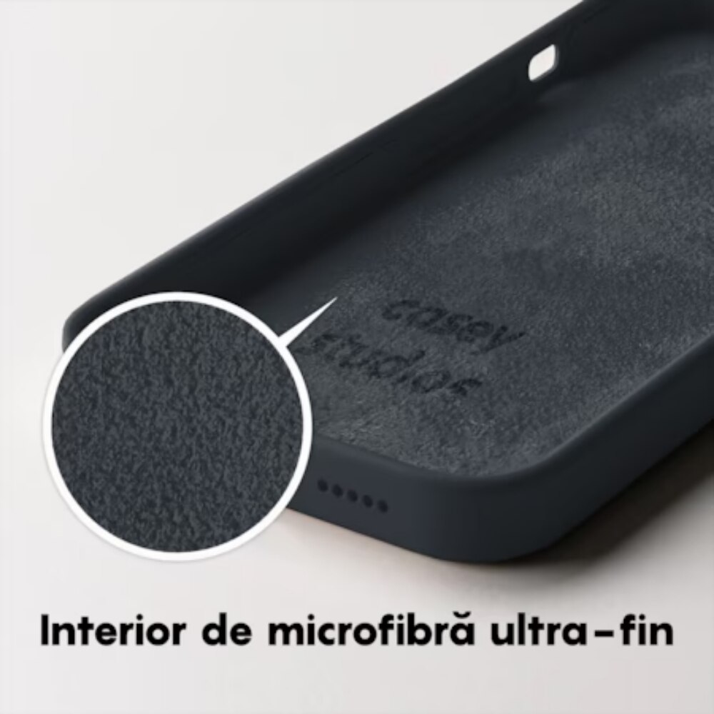 Husa CASEY STUDIOS™ compatibila cu iPhone 14 Pro Max, Soft Silicone Premium, Microfibra in Interior, Midnight Blue, de Protectie, Ultra Slim, pentru Incarcare Wireless, Margini Ridicate de Protectia Ecranului si a Camerelor