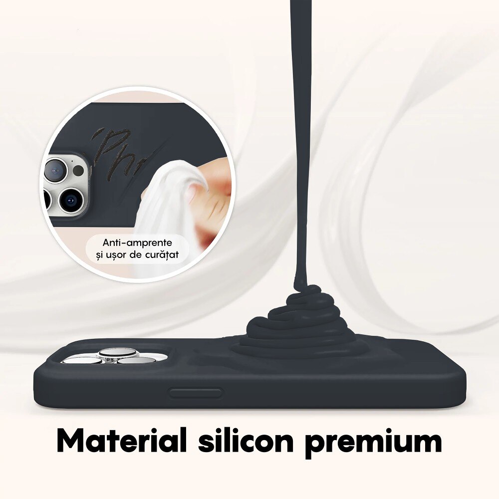 Husa CASEY STUDIOS™ compatibila cu iPhone 14 Pro Max, Soft Silicone Premium, Microfibra in Interior, Midnight Blue, de Protectie, Ultra Slim, pentru Incarcare Wireless, Margini Ridicate de Protectia Ecranului si a Camerelor