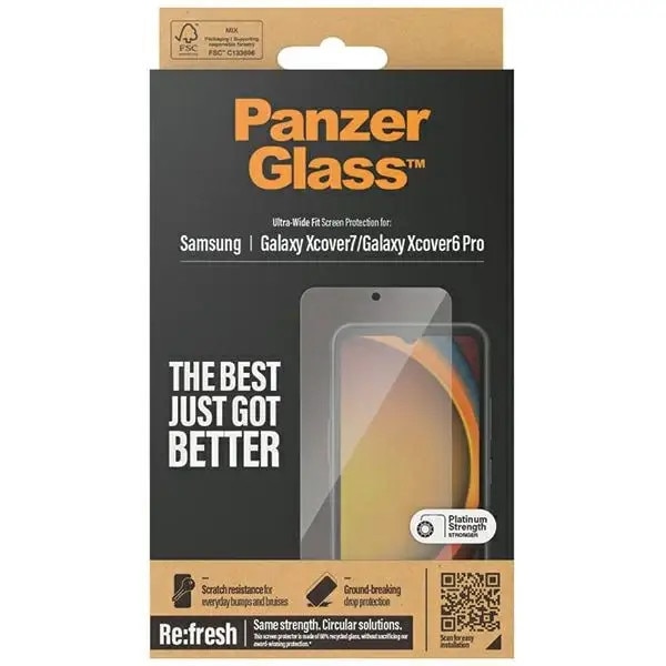 Folie protectie telefon, PanzerGlass, Pentru Samsung Galaxy Xcover 7/Xcover 6 Pro, Negru/Transparent