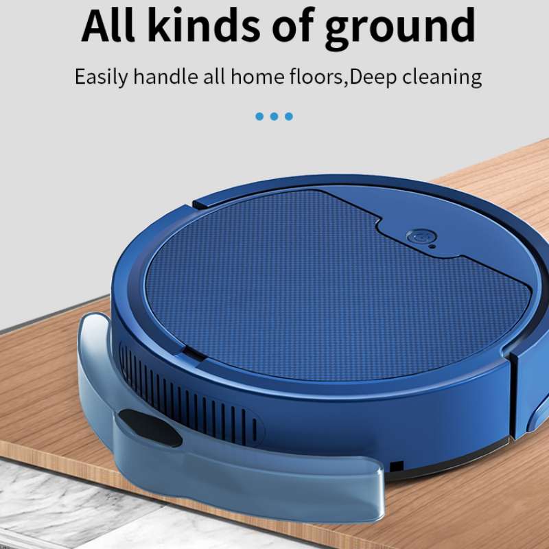 Aspirator robotizat, Aiorber, compatibil cu Wi-Fi, baterie de 3000 mAh, cos de gunoi etans de 510 ml, capabil sa aspire, sa mature si sa sterge, incarcare automata, controlat prin aplicatie, albastru