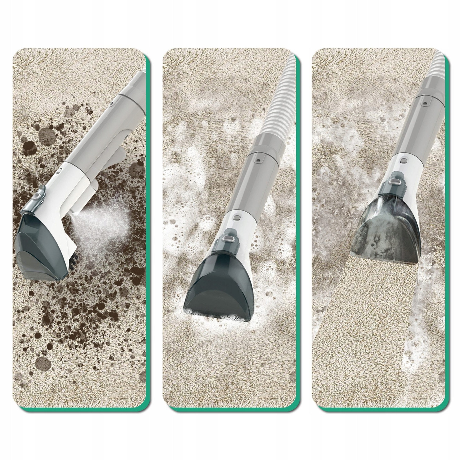 Aspirator pentru curatarea tapiteriei si covoarelor, 6 perii, 450W, 1,2m furtun, 1,8l apa curata, 0,6l apa murdara