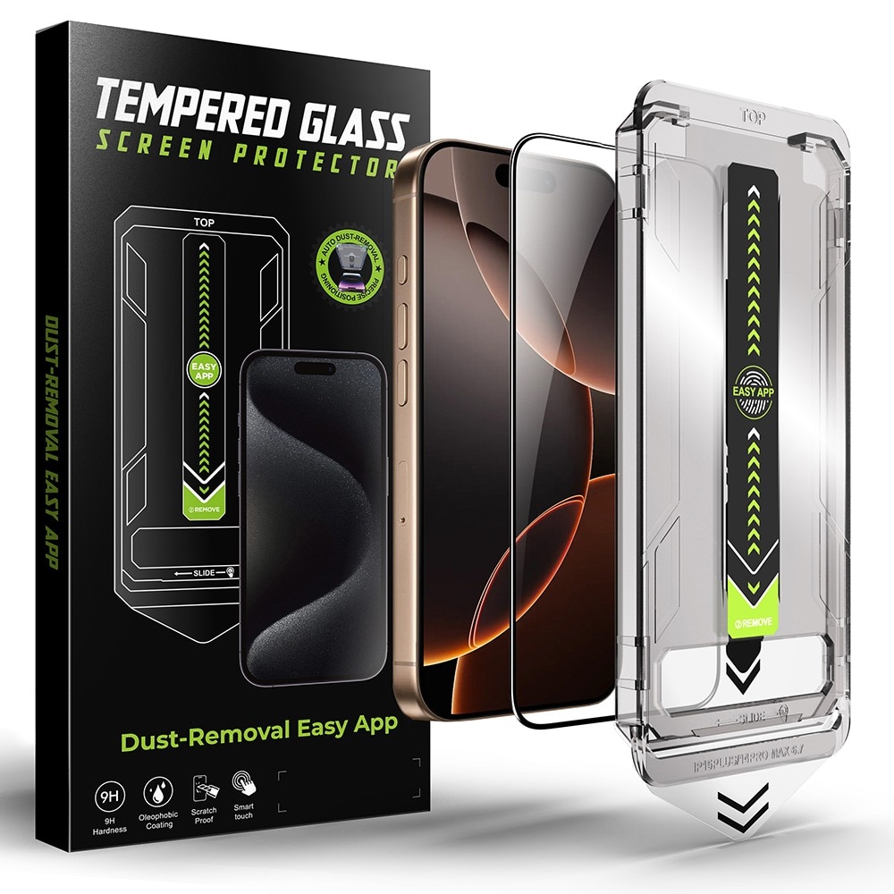 Folie Sticla pentru Apple iPhone 16e Daden TitanGlass, Full Cover, Kit de instalare usoara si rapida cu dispozitiv de potrivire automata, Protectie Profesionala, Ultra Rezistenta, Transparenta