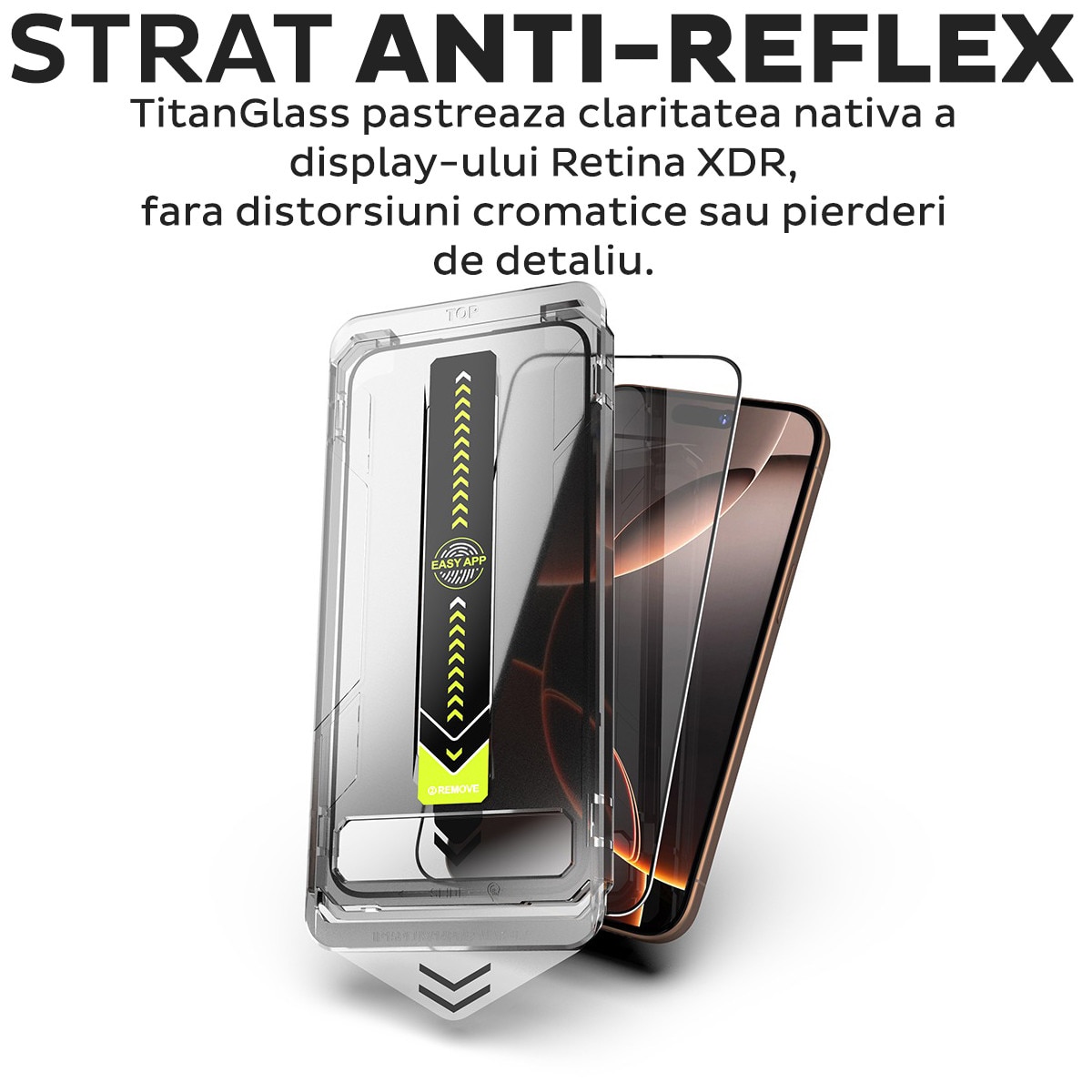 Folie Sticla pentru Apple iPhone 16e Daden TitanGlass, Full Cover, Kit de instalare usoara si rapida cu dispozitiv de potrivire automata, Protectie Profesionala, Ultra Rezistenta, Transparenta