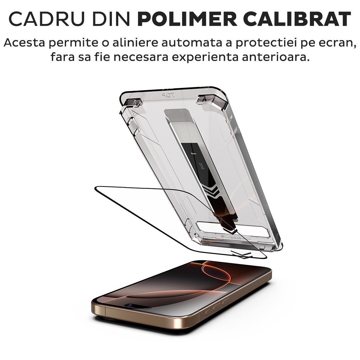 Folie Sticla pentru Apple iPhone 16e Daden TitanGlass, Full Cover, Kit de instalare usoara si rapida cu dispozitiv de potrivire automata, Protectie Profesionala, Ultra Rezistenta, Transparenta