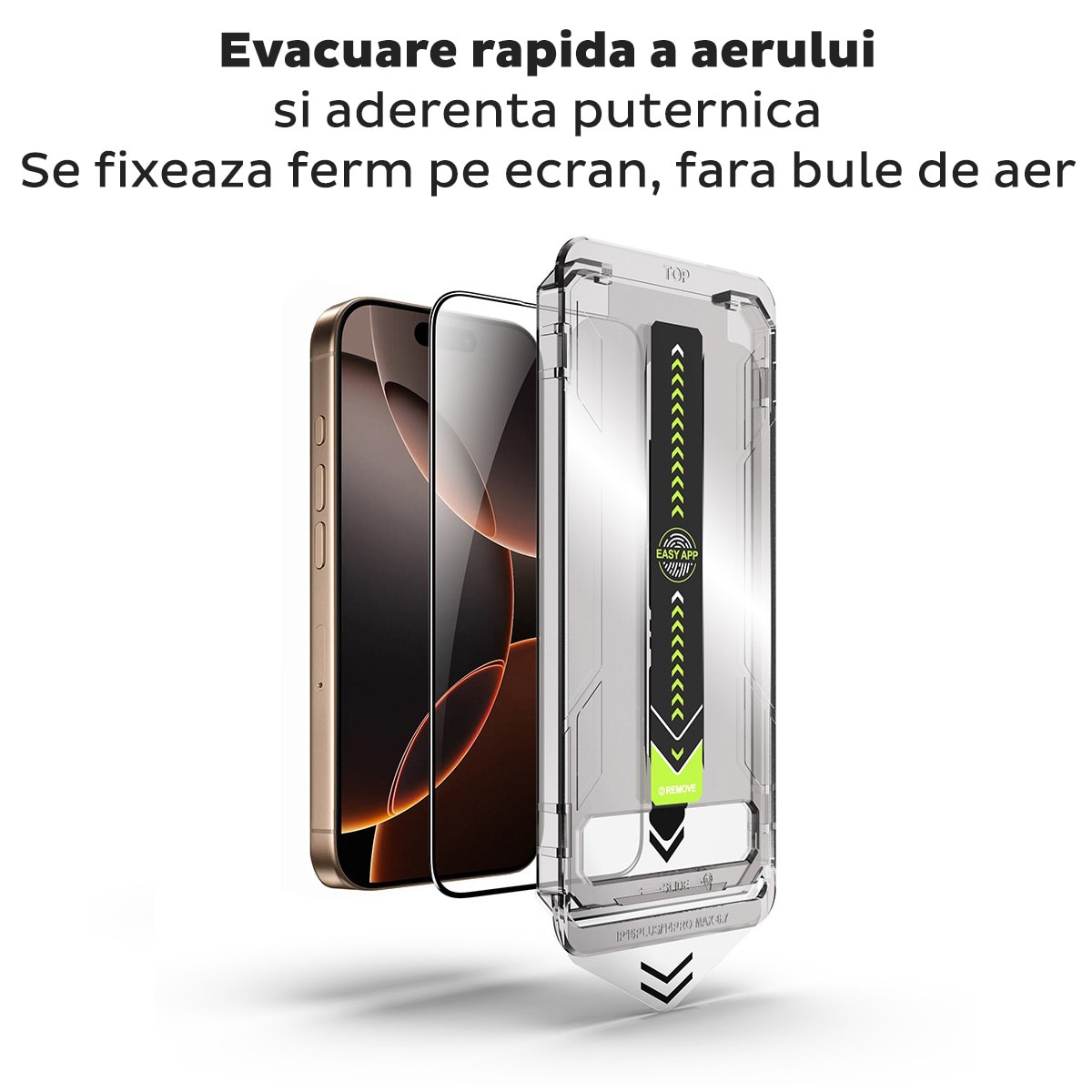 Folie Sticla pentru Apple iPhone 16e Daden TitanGlass, Full Cover, Kit de instalare usoara si rapida cu dispozitiv de potrivire automata, Protectie Profesionala, Ultra Rezistenta, Transparenta