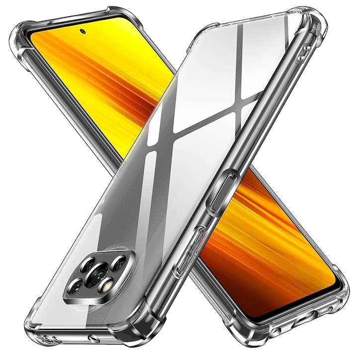 Husa antisoc pentru Xiaomi Poco X3 / Poco X3 NFC / Poco X3 Pro, Accesorio Shockproof Silicone, Transparent