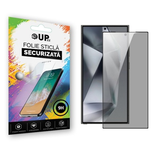 Folie Sticla Securizata Upzz Privacy Compatibila Cu Samsung Galaxy S25 Ultra, Full Glue, Case Friendly, Antispy