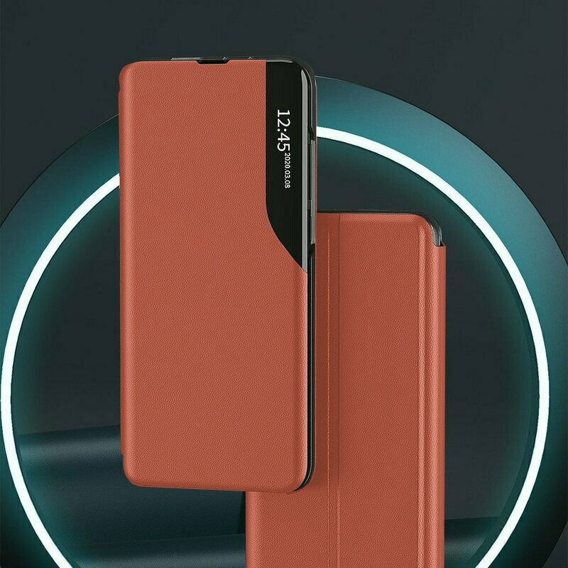 Husa pentru Honor Magic8 Lite, SKYDDAR INNOVATION, eFold, tip carte, set cu sticker, Portocaliu