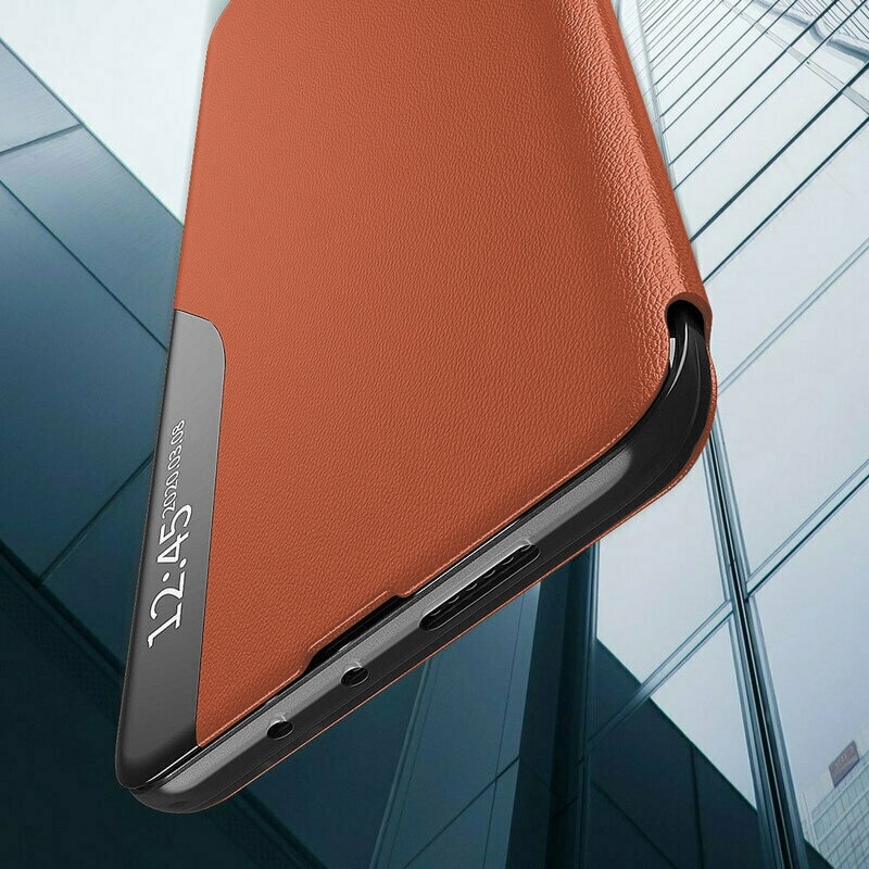 Husa pentru Honor Magic8 Lite, SKYDDAR INNOVATION, eFold, tip carte, set cu sticker, Portocaliu
