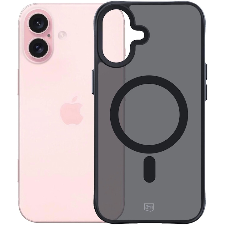 Husa de protectie 3mk Smoke MagCase pentru iPhone 16, Semi-Transparent