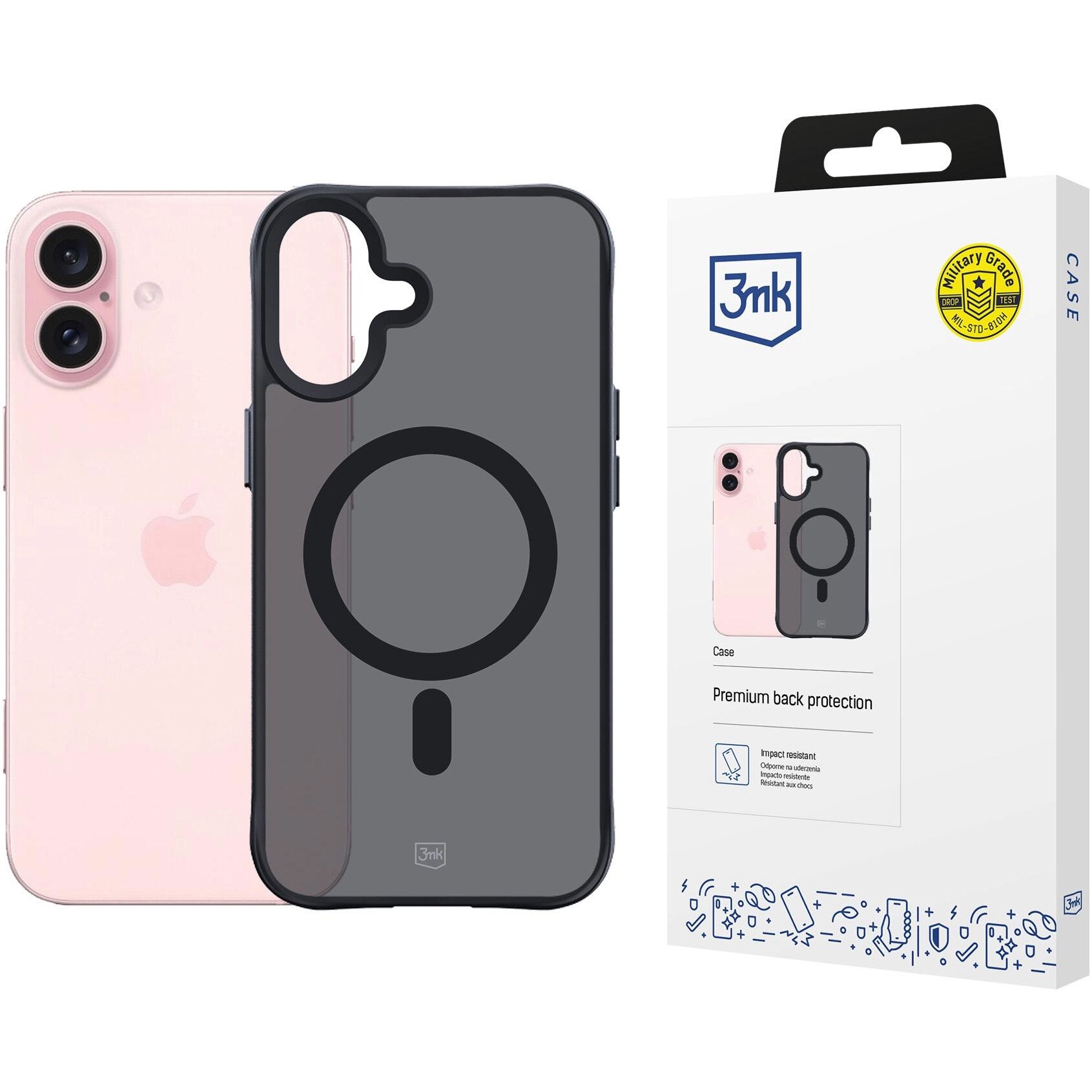 Husa de protectie 3mk Smoke MagCase pentru iPhone 16, Semi-Transparent