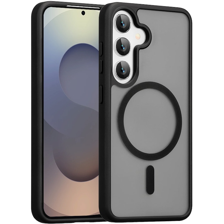 Husa Magnetica MagSafe Anti Soc MOGU pentru Samsung Galaxy S26 Plus 5G Magneti Incorporati, Anti Ingalbenire, Protectie Militara, Incarcare Wireless, Subtire, Anti Zgarieturi 6.7 Inch, TPU + Silicon, Negru