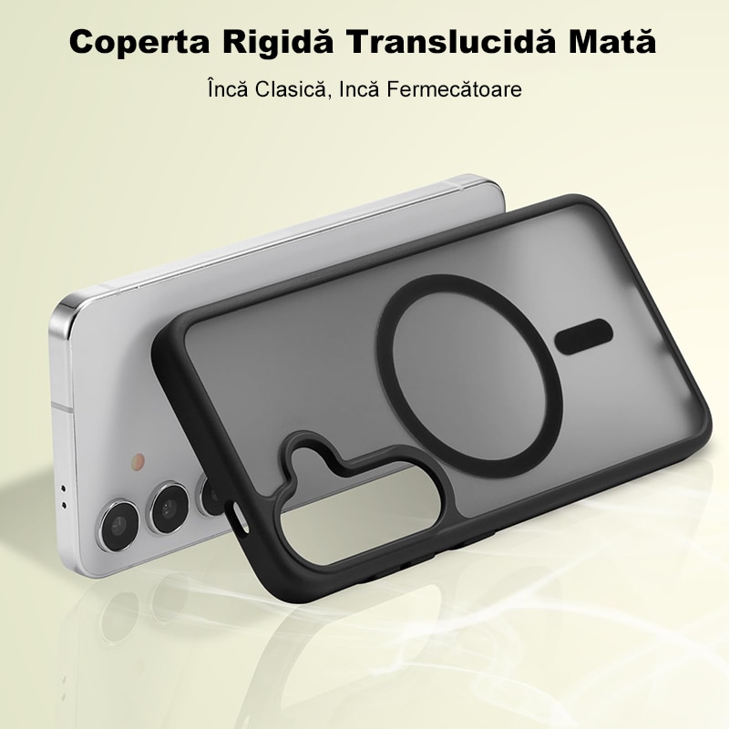 Husa Magnetica MagSafe Anti Soc MOGU pentru Samsung Galaxy S26 Plus 5G Magneti Incorporati, Anti Ingalbenire, Protectie Militara, Incarcare Wireless, Subtire, Anti Zgarieturi 6.7 Inch, TPU + Silicon, Negru