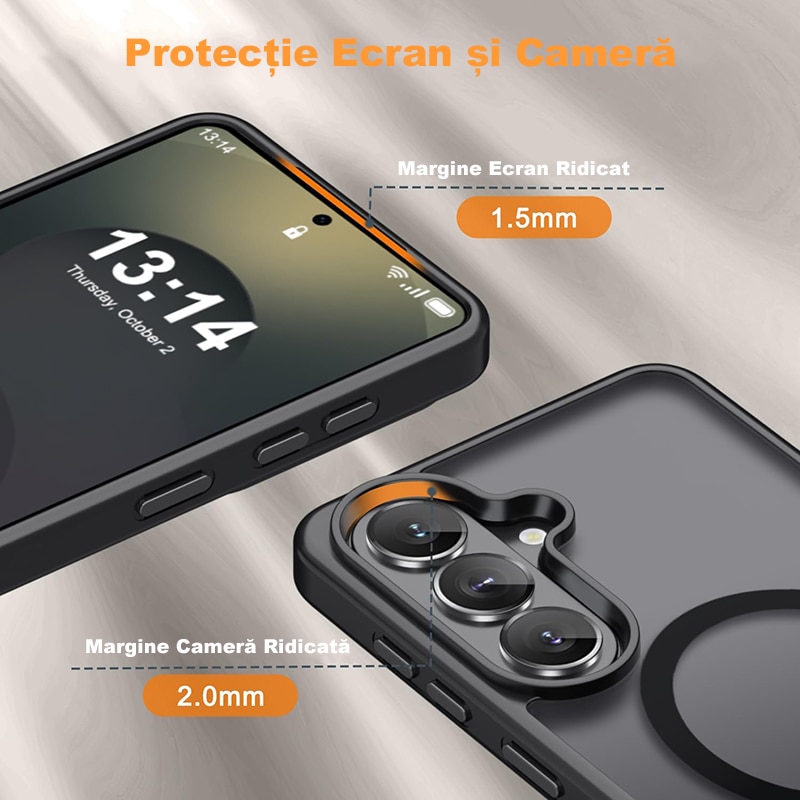 Husa Magnetica MagSafe Anti Soc MOGU pentru Samsung Galaxy S26 Plus 5G Magneti Incorporati, Anti Ingalbenire, Protectie Militara, Incarcare Wireless, Subtire, Anti Zgarieturi 6.7 Inch, TPU + Silicon, Negru