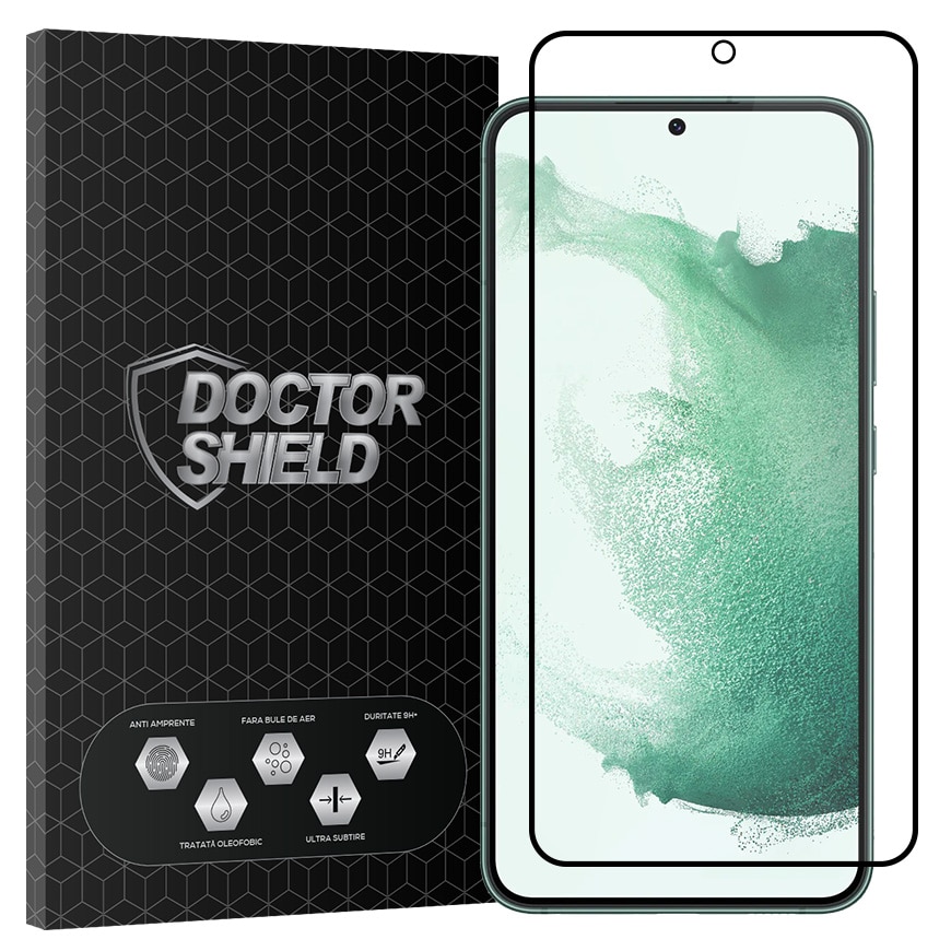 Folie Sticla Dr.Shield, Compatibil Samsung Galaxy S22 Plus, Full Glue, Protectie Profesionala 2.5D
