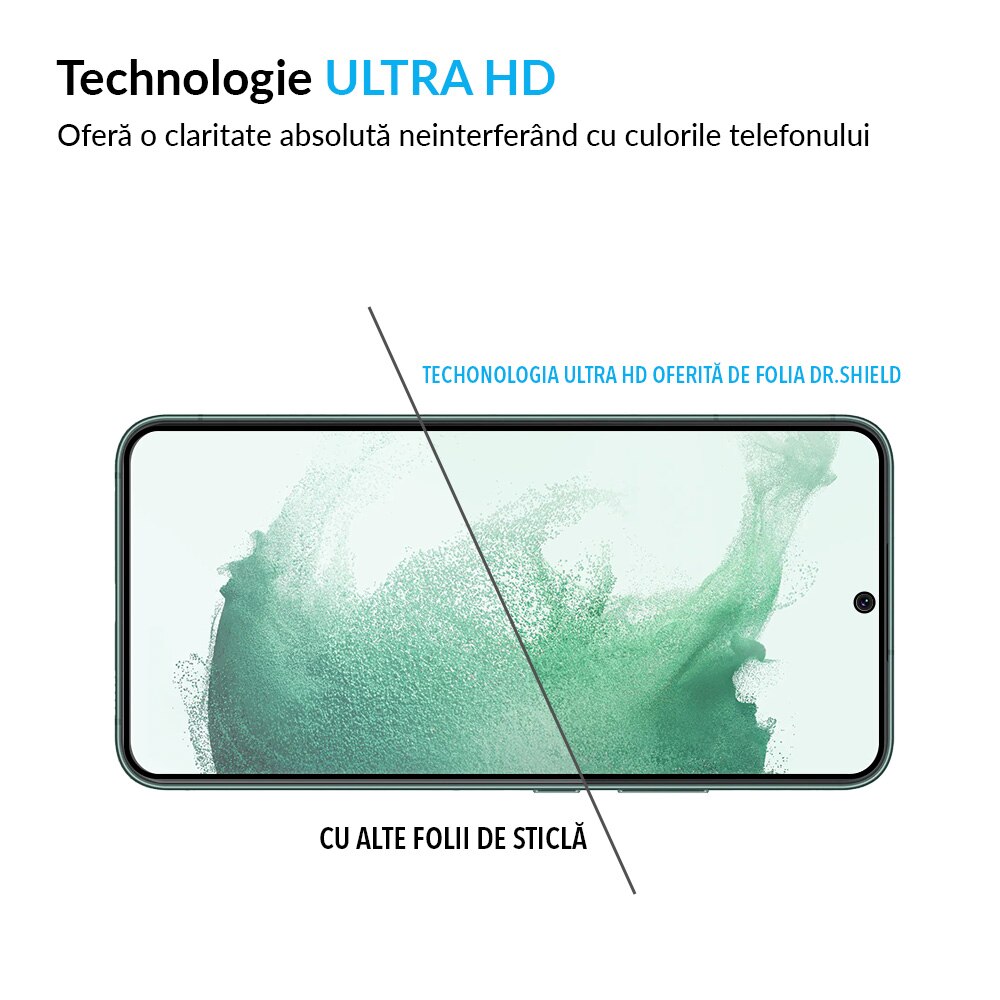 Folie Sticla Dr.Shield, Compatibil Samsung Galaxy S22 Plus, Full Glue, Protectie Profesionala 2.5D