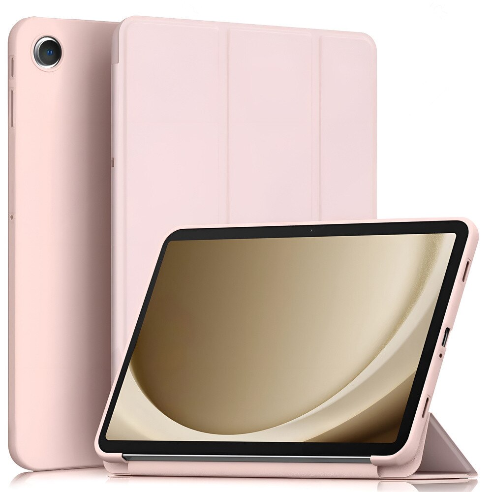 Etui Tri-fold pentru Samsung Galaxy Tab A11+, roz, protectie 360, material PU si silicon