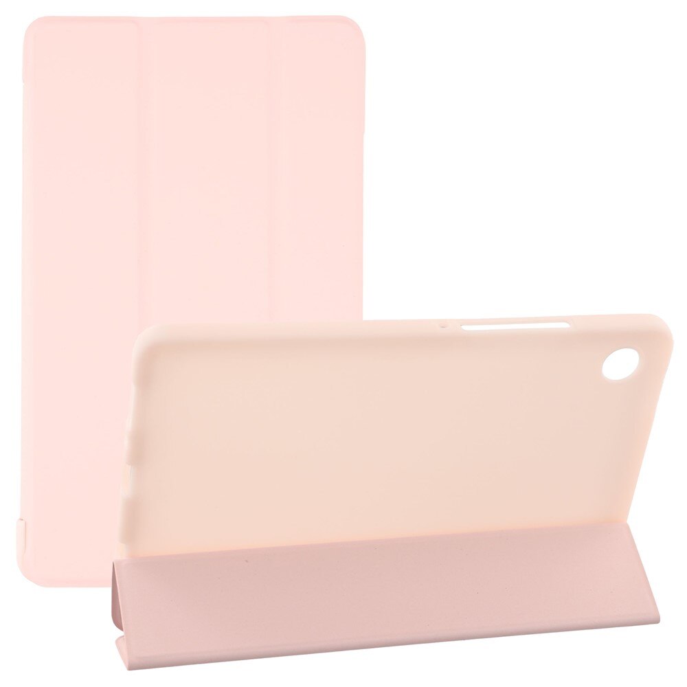 Etui Tri-fold pentru Samsung Galaxy Tab A11+, roz, protectie 360, material PU si silicon