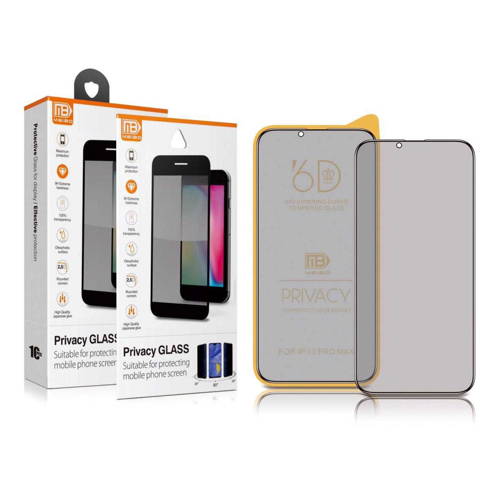 Folie protectie Privacy pentru iPhone 13/13 Pro Full Cover Black 6D, Full Glue, Sticla securizata