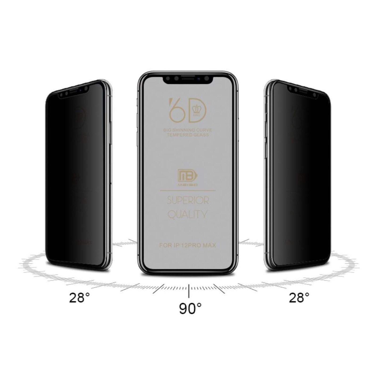 Folie protectie Privacy pentru iPhone 13/13 Pro Full Cover Black 6D, Full Glue, Sticla securizata