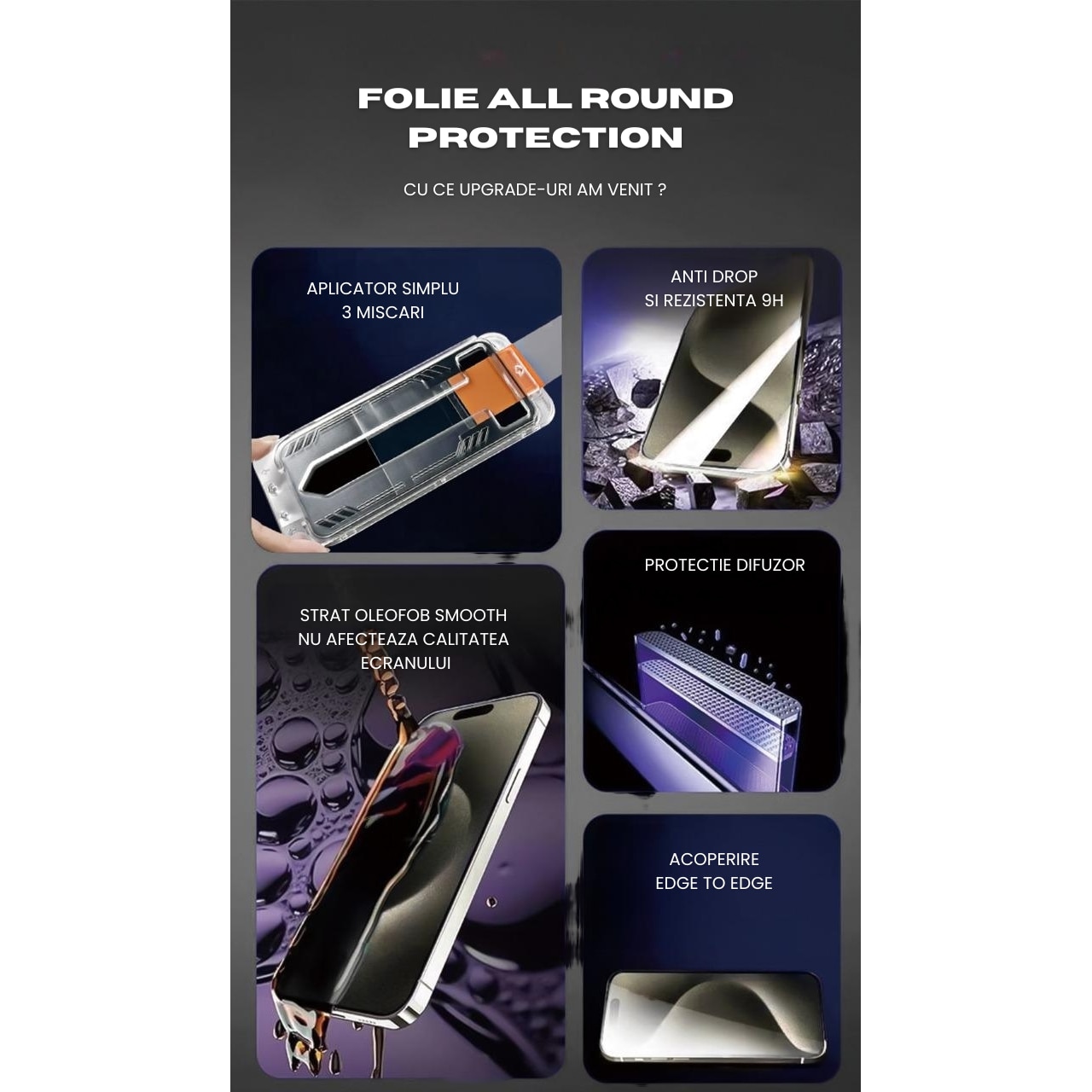 Set 2 Folii Pentru iPhone 15 Transparent Fara Margini Negre, Sticla Securizata, Ez Fit instalare usoara cu EASYAPP pentru indepartarea prafului, SLSpeed, Anti-zgarieturi, Anti-amprenta, anti-explozie, Anti-soc