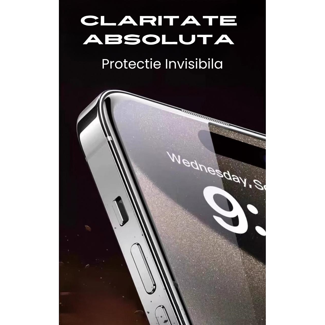 Set 2 Folii Pentru iPhone 15 Transparent Fara Margini Negre, Sticla Securizata, Ez Fit instalare usoara cu EASYAPP pentru indepartarea prafului, SLSpeed, Anti-zgarieturi, Anti-amprenta, anti-explozie, Anti-soc
