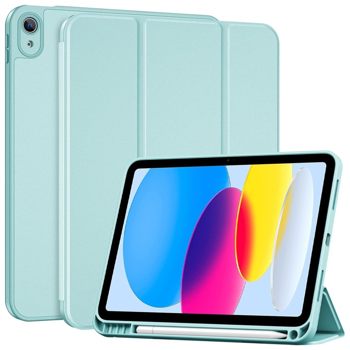 Husă pentru tabletă Comari EliteCover, protecție completă, suport stylus, verde matcha