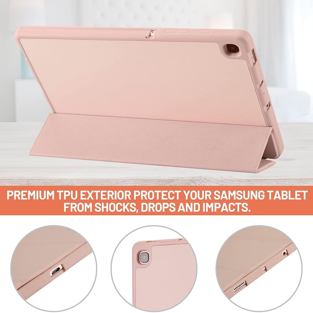 Husa Upzz TechSuit Flex Compatibila Cu Samsung Galaxy Tab S6 Lite (2020/2022/2024), Suport Pen, Functie Stand, Roz