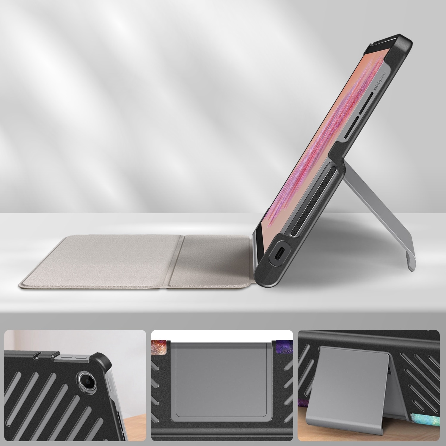 Husa tableta pentru Lenovo Tab Plus 11.5 TB351FU, piele inteligenta, tip design 3 pliuri cu desen colorat, inchidere magnetica, functionalitate inteligenta, compatibila cu Milky Way