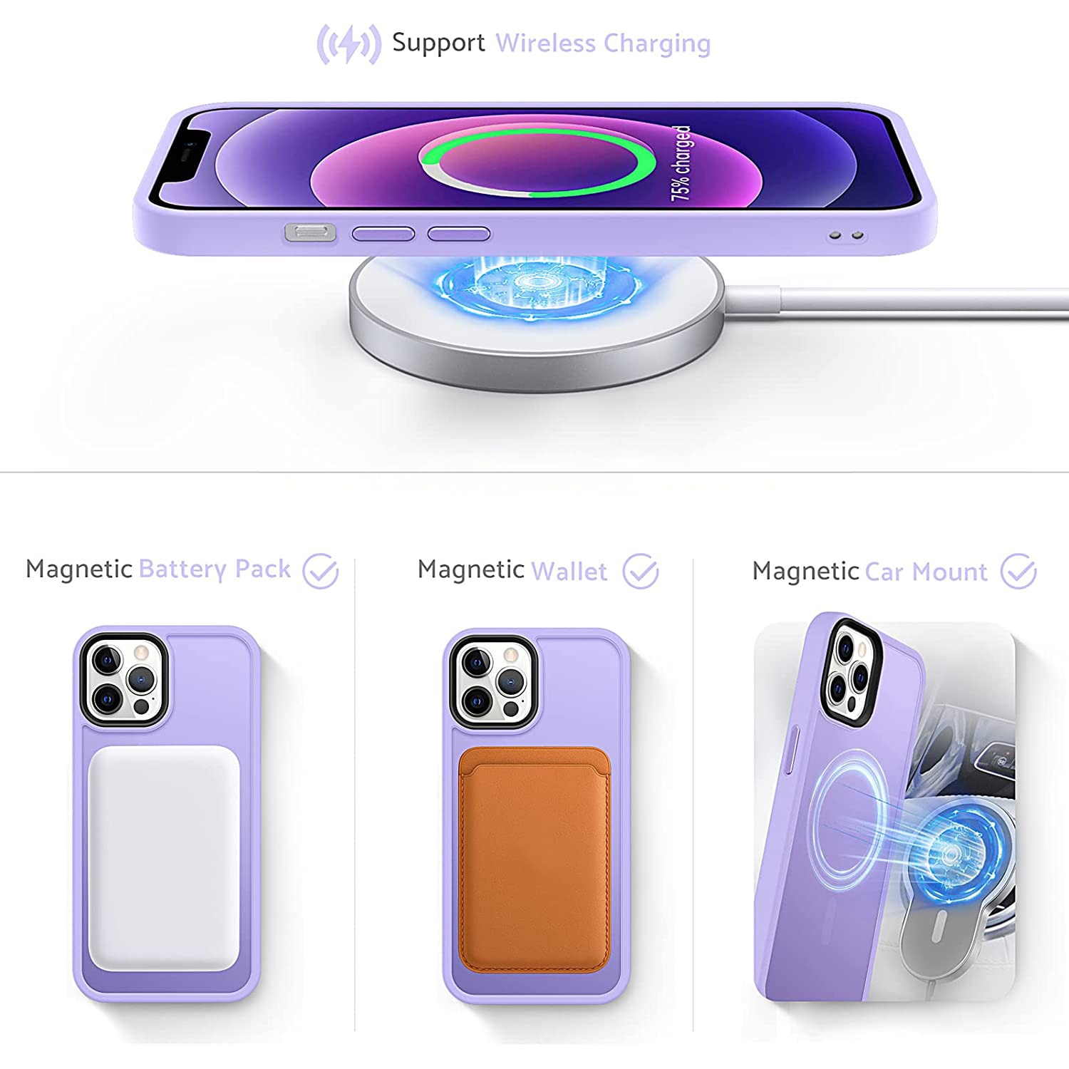 Husa pentru IPhone 13 PRO, MobileSmart MagSafe, Hybrid ultra slim, carcasa spate Antisoc, hardcase, Purple