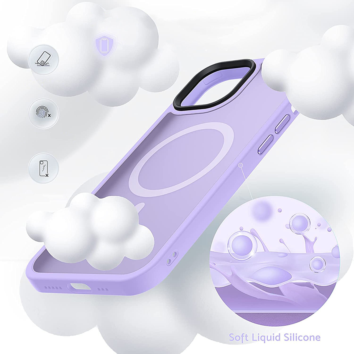 Husa pentru IPhone 13 PRO, MobileSmart MagSafe, Hybrid ultra slim, carcasa spate Antisoc, hardcase, Purple