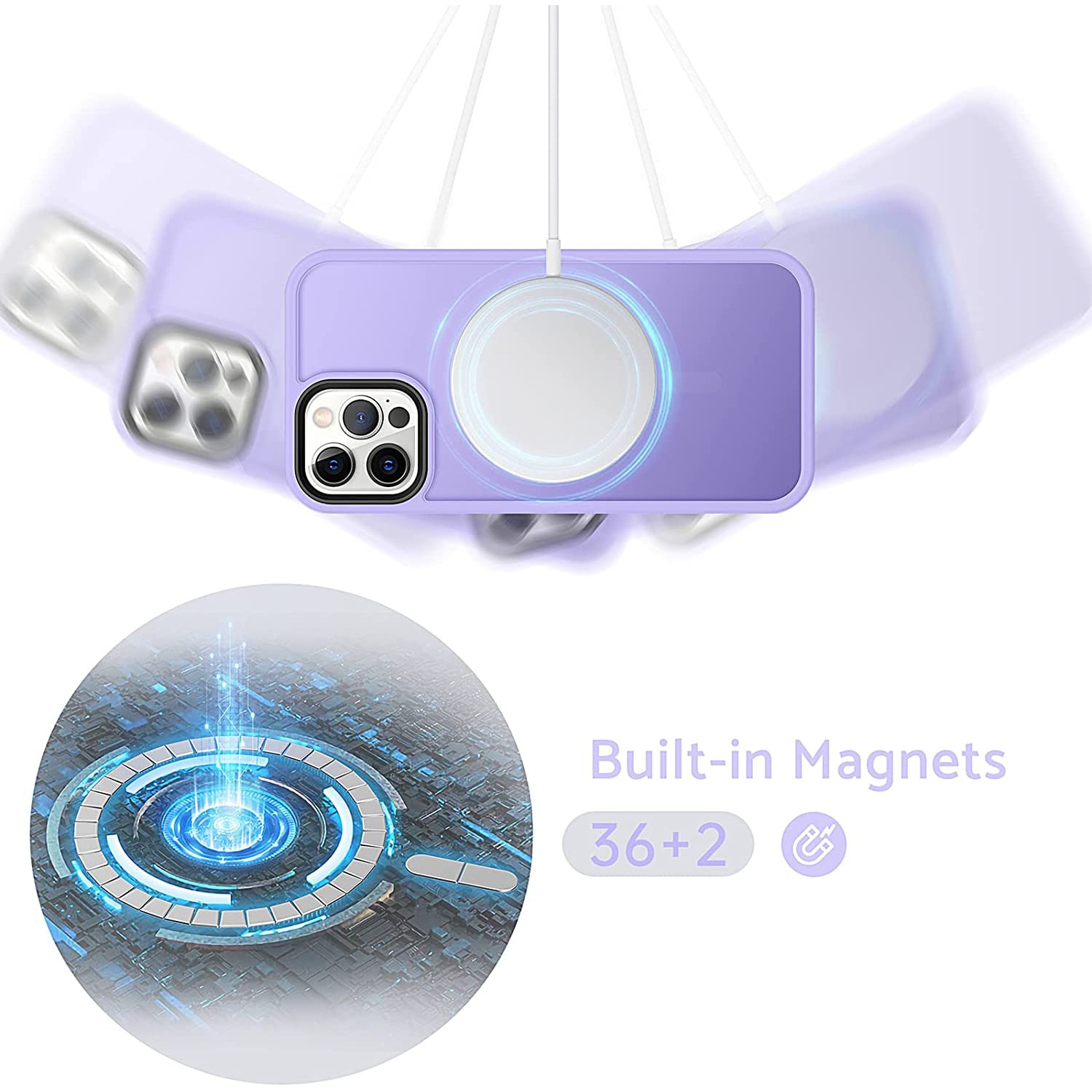 Husa pentru IPhone 13 PRO, MobileSmart MagSafe, Hybrid ultra slim, carcasa spate Antisoc, hardcase, Purple