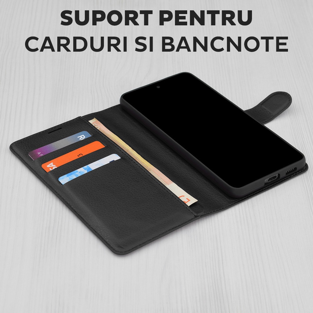 Husa pentru Honor 600 Lite Tip Carte, Leather Folio, Functie de Stand, Calitate Premium, Antisoc, Protectie Sporita, Maro