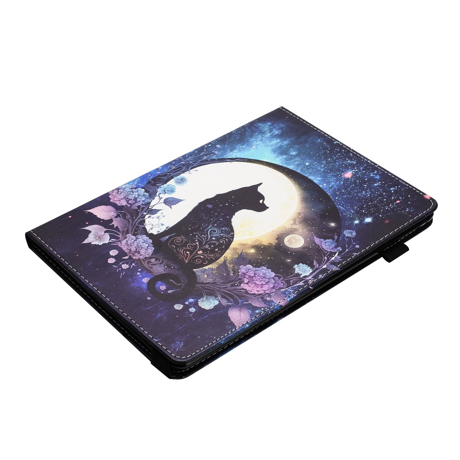 Husa tableta pentru Huawei MediaPad T3 10, piele eco cu textura de lichita, tip carte cu cusatura, inchidere magnetica, stand, compatibil cu modele 10 inch, culoare negru