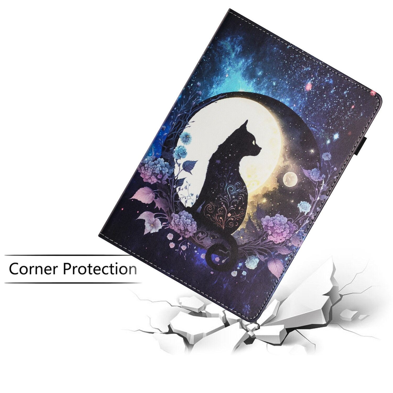 Husa tableta pentru Huawei MediaPad T3 10, piele eco cu textura de lichita, tip carte cu cusatura, inchidere magnetica, stand, compatibil cu modele 10 inch, culoare negru