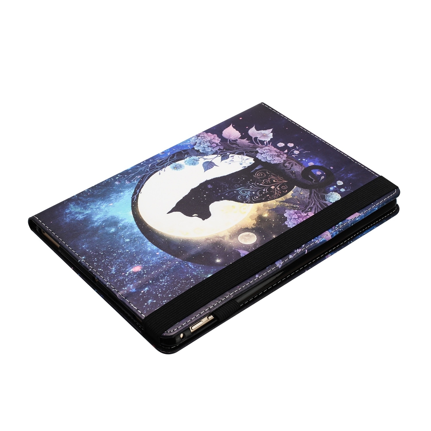 Husa tableta pentru Huawei MediaPad T3 10, piele eco cu textura de lichita, tip carte cu cusatura, inchidere magnetica, stand, compatibil cu modele 10 inch, culoare negru