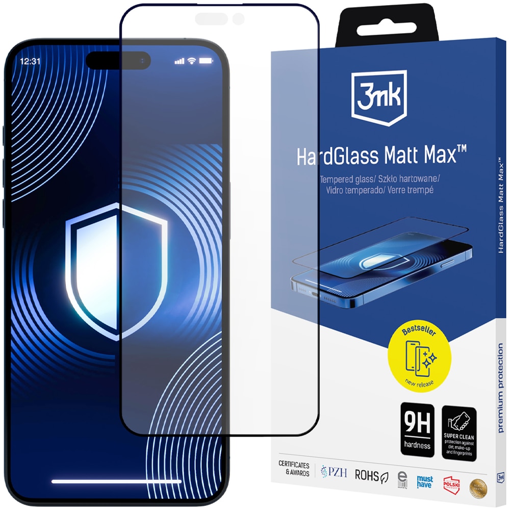 Folie protectie 3MK HardGlass Matt Max, mat, 9H, pentru iPhone 15 Pro