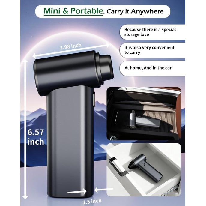 Aspirator fara fir puternic, 130.000 RPM, 180W, set multifunctional, 4 duze, 3 perii de curatare, aluminiu, 6000mAh