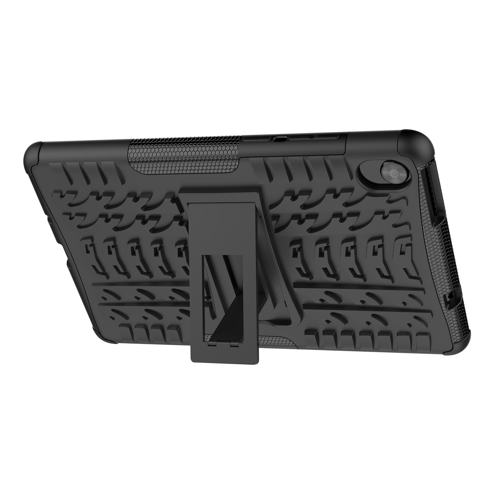 Husa tableta pentru Lenovo Tab M8 3rd Gen 8506 / M8 HD 8505, textura cauciucata antishoc TPU+PC cu suport(Negru)