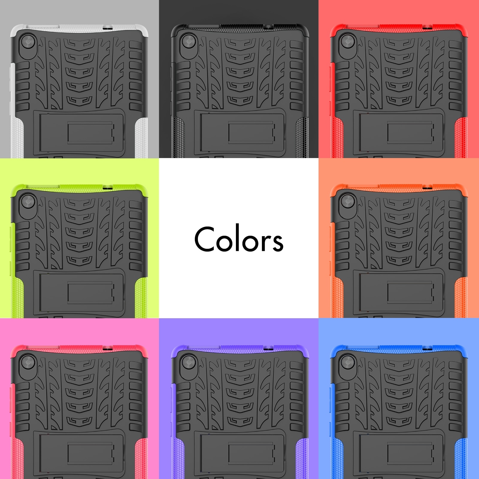 Husa tableta pentru Lenovo Tab M8 3rd Gen 8506 / M8 HD 8505, textura cauciucata antishoc TPU+PC cu suport(Negru)