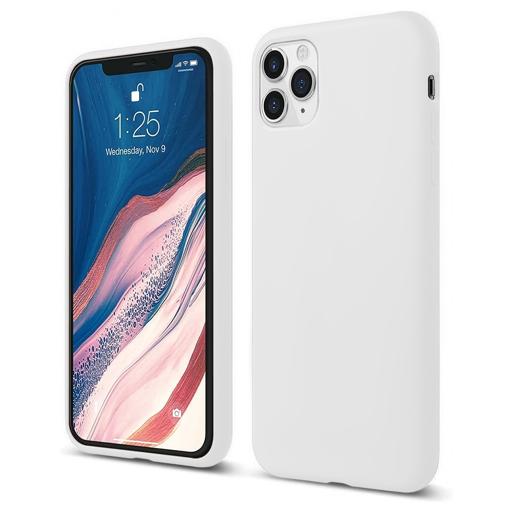 Husa CASEY STUDIOS™ compatibila cu iPhone 11 Pro Max, Soft Silicone Premium, Microfibra in Interior, Alb, de Protectie, Ultra Slim, pentru Incarcare Wireless, Margini Ridicate de Protectia Ecranului si a Camerelor