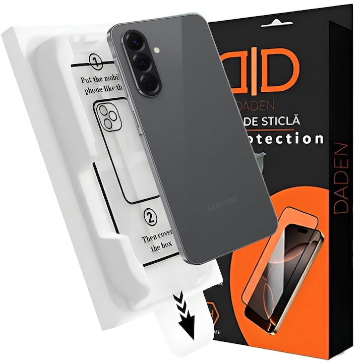 Folie Sticla pentru Samsung A56 5G cu aplicator Daden MagicBox, Full Cover, Protectie Profesionala, Ultra Rezistenta, Calitate Premium, Margini negre