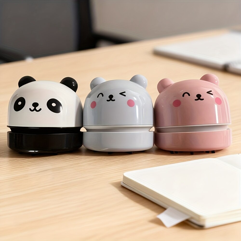 Aspirator desktop mini panda, alb, alimentat cu 2 baterii AA