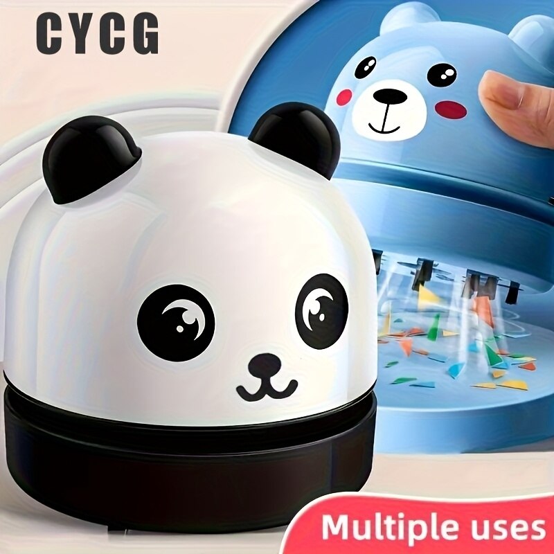 Aspirator desktop mini panda, alb, alimentat cu 2 baterii AA