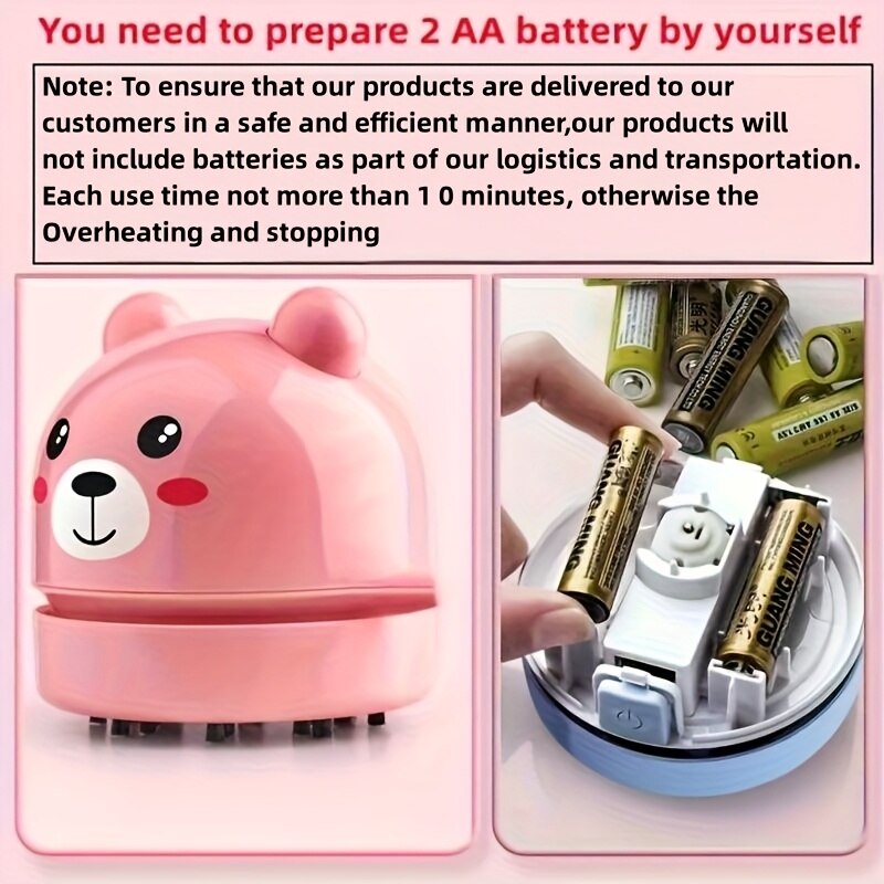 Aspirator desktop mini panda, alb, alimentat cu 2 baterii AA