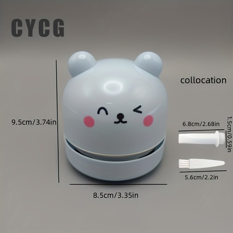 Aspirator desktop mini panda, alb, alimentat cu 2 baterii AA